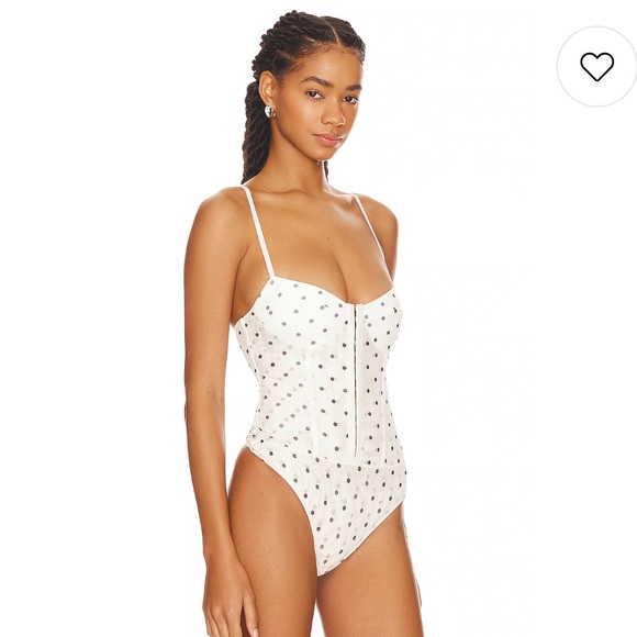Free People x Intimately FP Night Rhythm Polka Dot Corset Bodysuit Size Medium - Picture 4 of 15